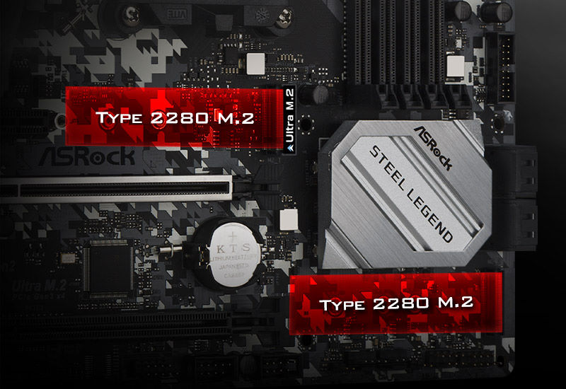 M.2 x 2 (Gen3x4 / SATA3 ) - SteelLegend